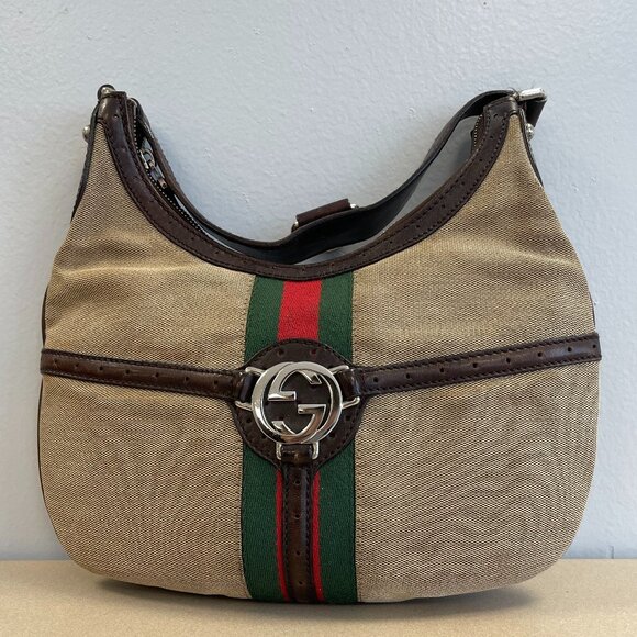 Gucci Handbags - Gucci Vintage Monogram Signature Reins Shoulder Hobo Bag - Preowned